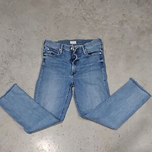 MOTHER Sky Blue Cropped Jeans